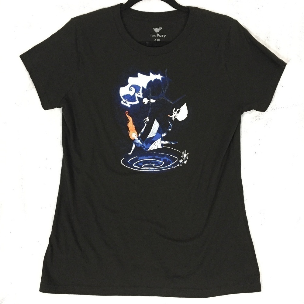 Tee Fury Nightmare Before Christmas Graphic Tee Sz XXL Black Cotton T Shirt